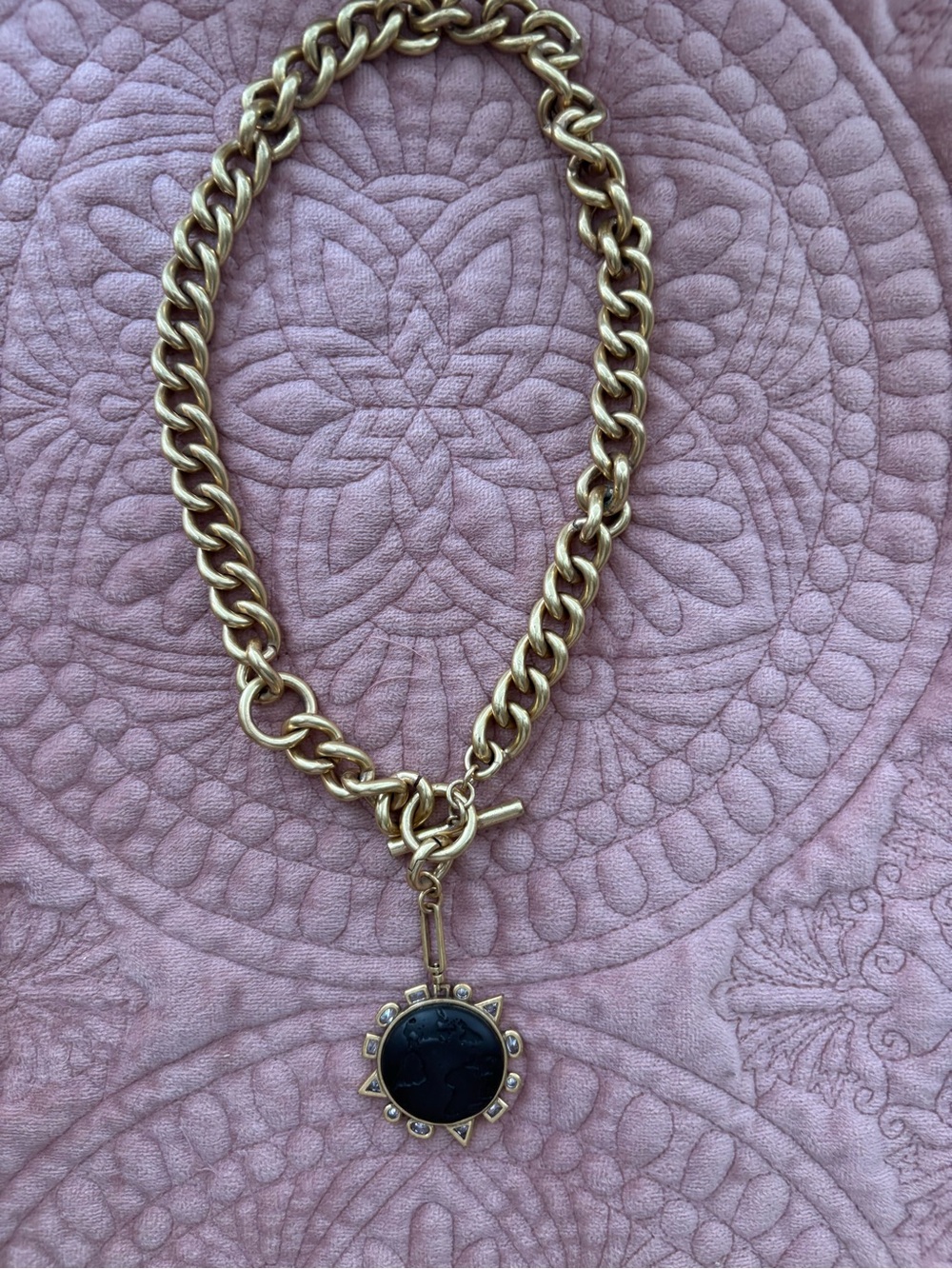 Mignonne Gavigan Gold-Tone Chain Necklace with Black Sun Pendant